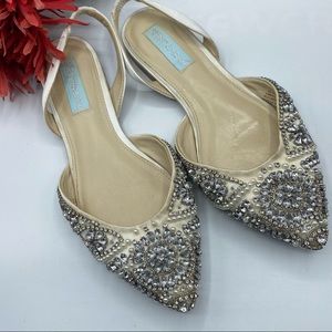 Betsy Johnson Sz 7 Molly Slingback Evening Bridal Flats